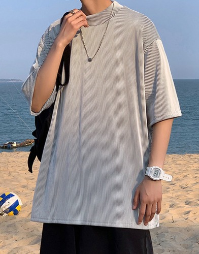 snipershop-플리츠 오버핏 반팔티셔츠♡韓國男裝上衣