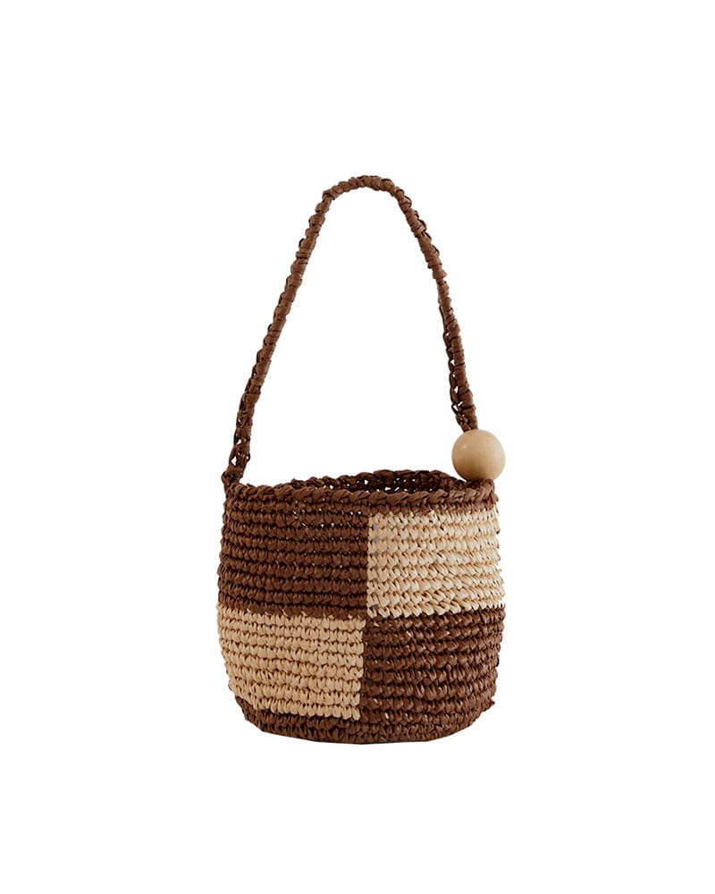 HOLLY LOVES LOVE-Cube bag_Brown♡韓國女裝袋