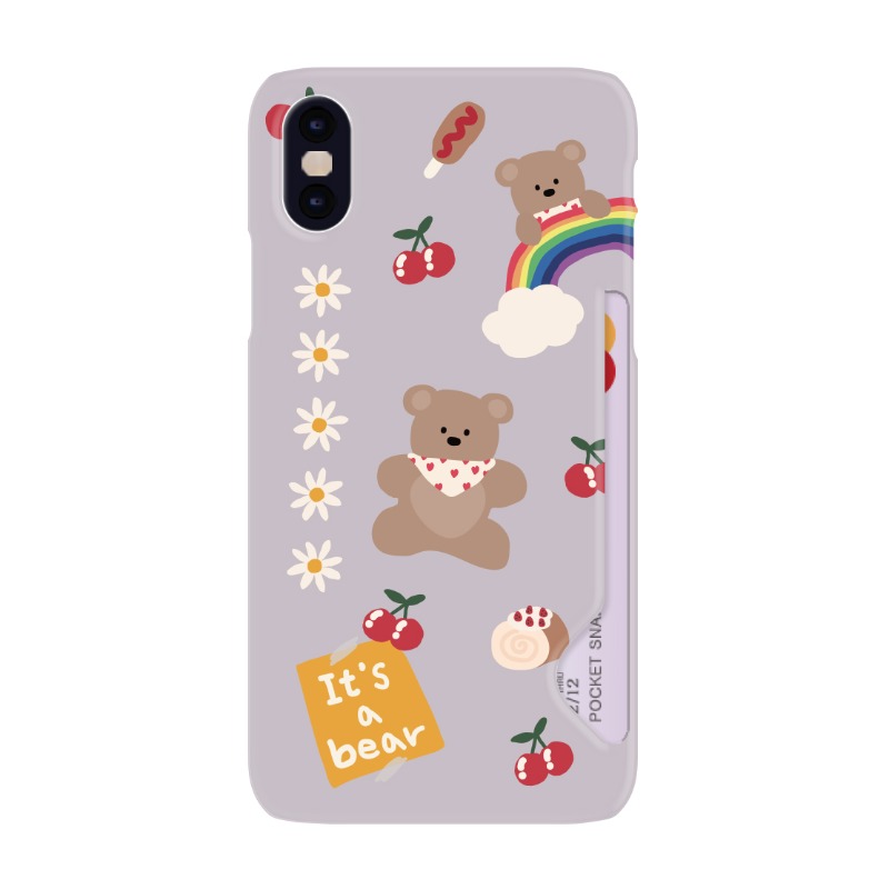 Momo Case – 229 ITS A BEAR CARD STORAGE CASE (PURPLE GRAY)♡韓國文創