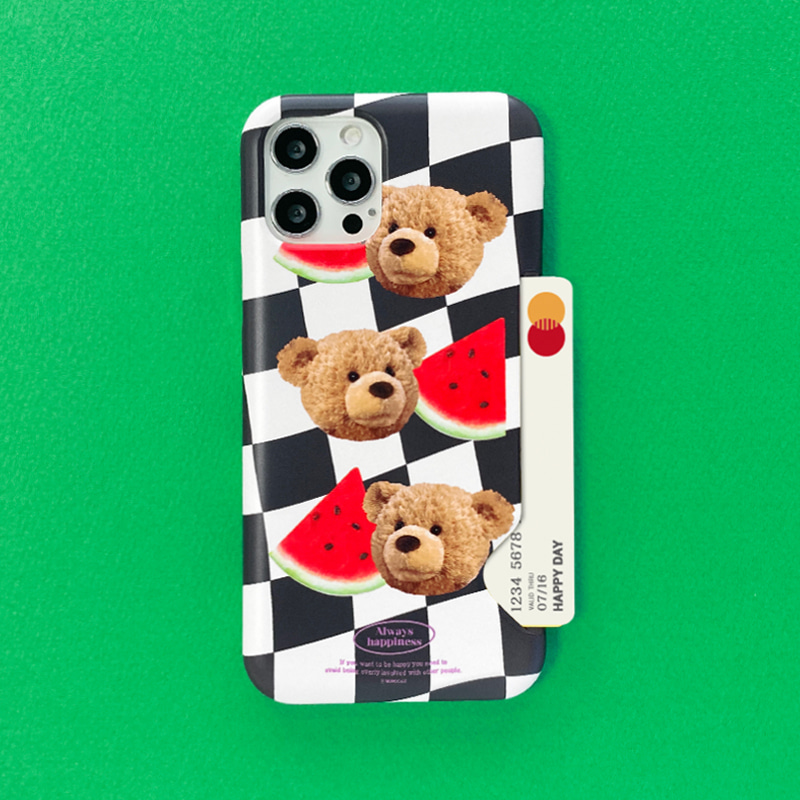 Momo Case – 481 CHECK TED (BLACK) CARD STORAGE CASE♡韓國文創