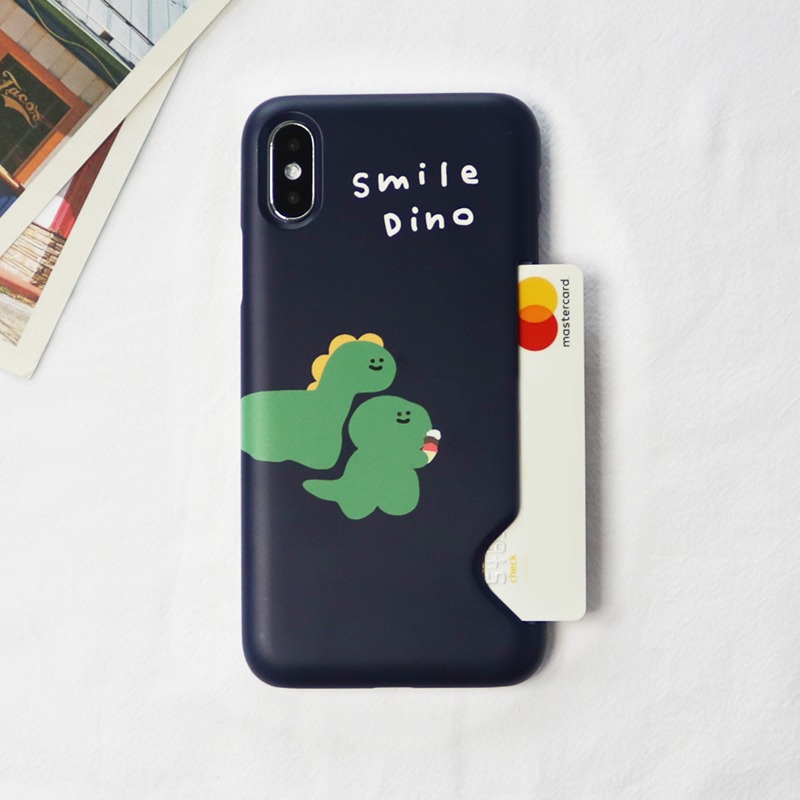 Momo Case – 264 SMILE DINO CARD STORAGE CASE (NAVY)♡韓國文創