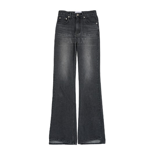 ADLV-[아크메드라비] BOOTS CUT ASYMMETRY DENIM PANTS BLACK