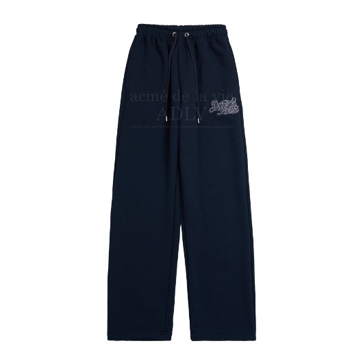 ADLV-[아크메드라비] CURLY LOGO EMBOSS EMBROIDERY SWEAT PANTS NAVY