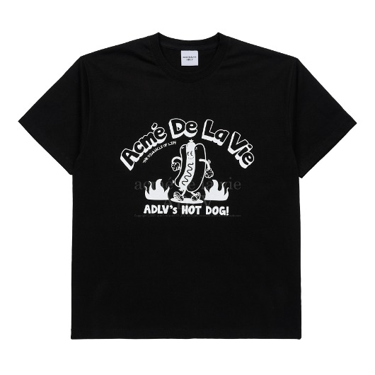 ADLV-[해외전용 상품] FIRE HOT DOG ARTWORK SHORT SLEEVE T-SHIRT BLACK