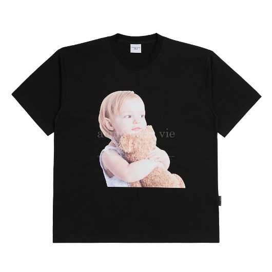 ADLV-[해외전용 상품] BABY FACE PEARL NECKLACE GIRL SHORT SLEEVE T-SHIRT BLACK