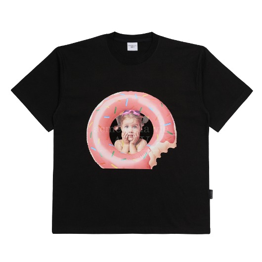 ADLV-[해외전용 상품] BABY FACE DONUTS TUBE GIRL SHORT SLEEVE T-SHIRT BLACK
