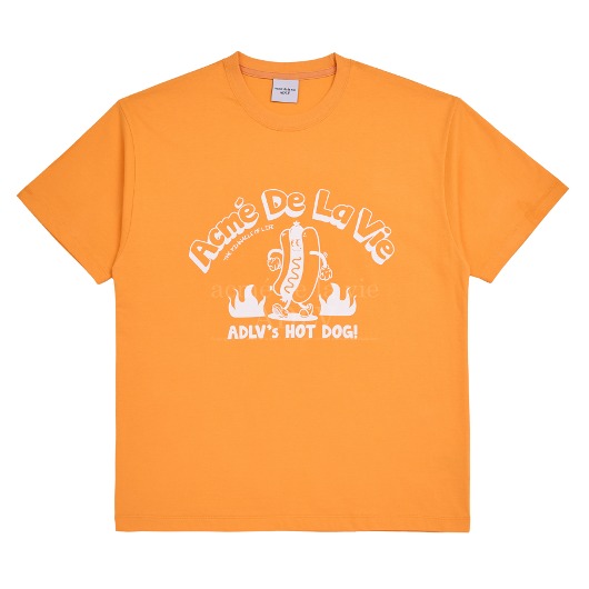 ADLV-[해외전용 상품] FIRE HOT DOG ARTWORK SHORT SLEEVE T-SHIRT ORANGE