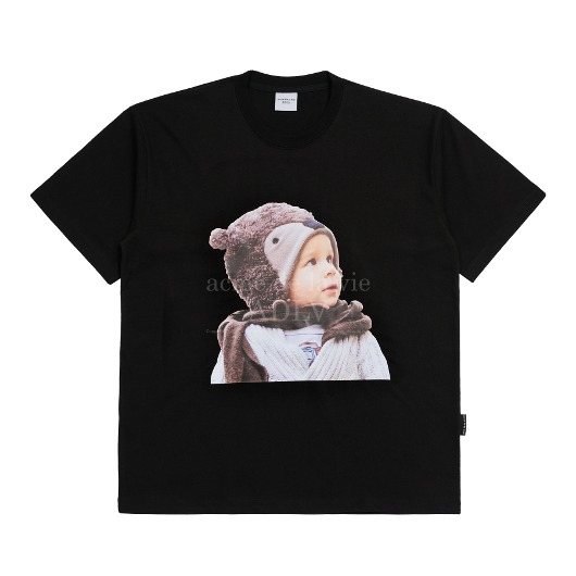 ADLV-[해외전용 상품] BABY FACE BEAR MUFFLER BOY SHORT SLEEVE T-SHIRT BLACK