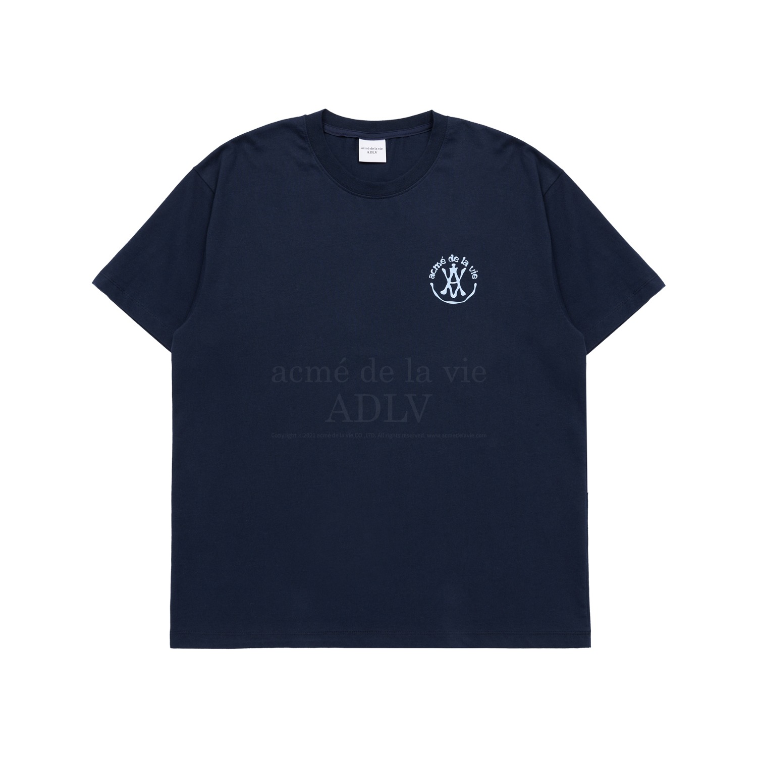 ADLV-[아크메드라비] WATER DROP A LOGO EMBLEM SHORT SLEEVE T-SHIRT NAVY