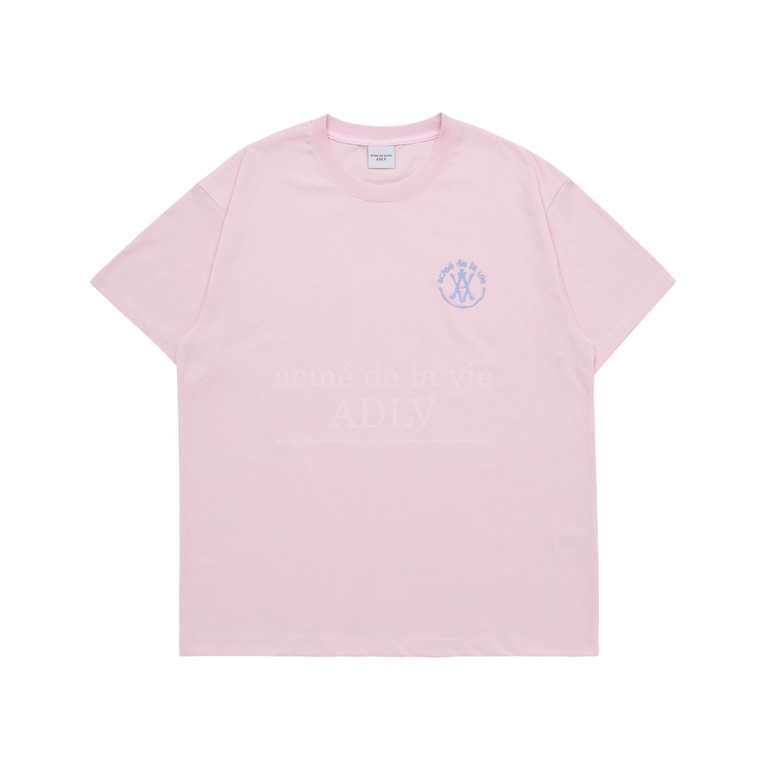 ADLV-[아크메드라비] WATER DROP A LOGO EMBLEM SHORT SLEEVE T-SHIRT LIGHT PINK