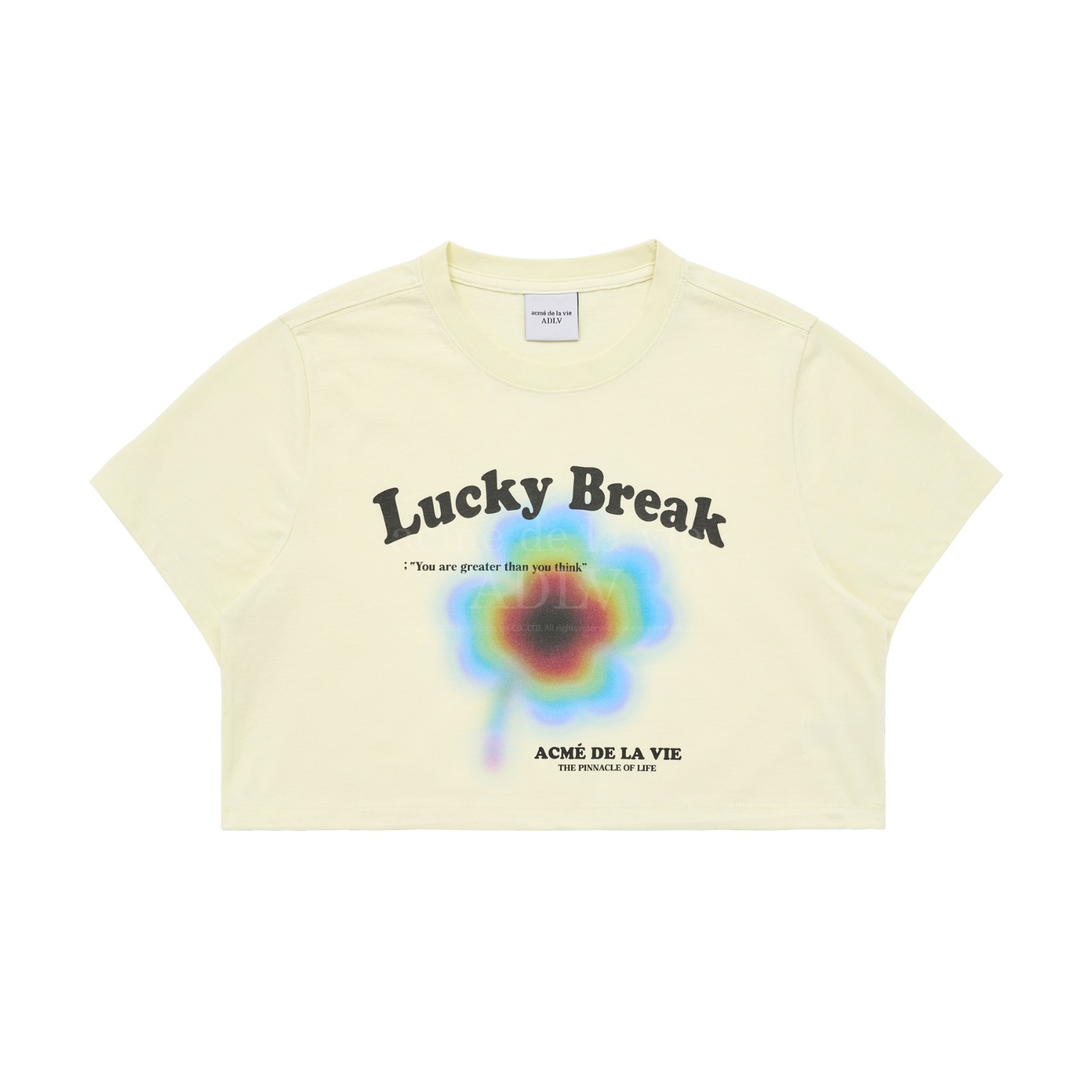 ADLV-[아크메드라비] LUCKY BREAK CROP SHORT SLEEVE T-SHIRT LIGHT YELLOW(11월12일 입고예정)