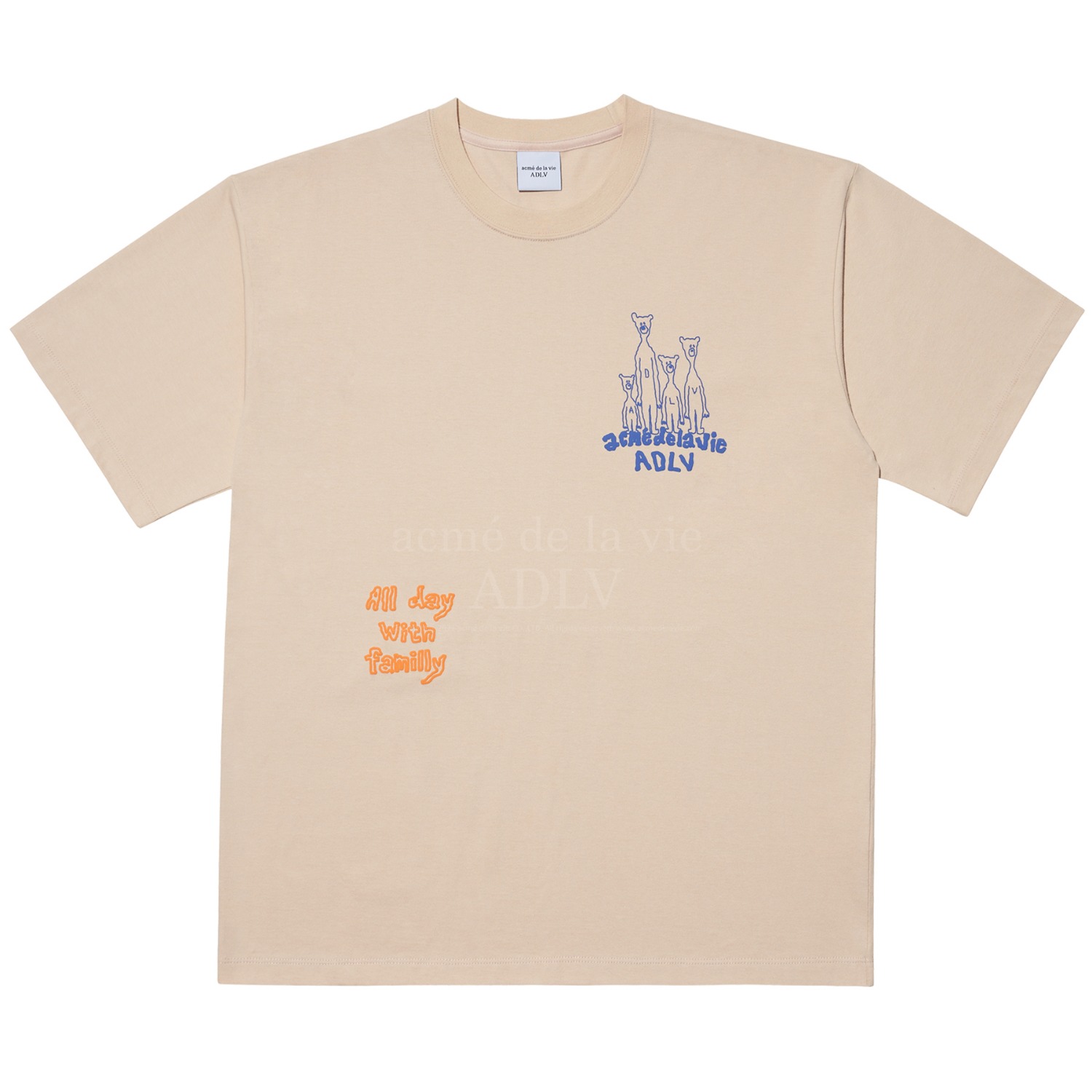 ADLV-[해외전용 상품] BEAR FAMILY SHORT SLEEVE T-SHIRT BEIGE