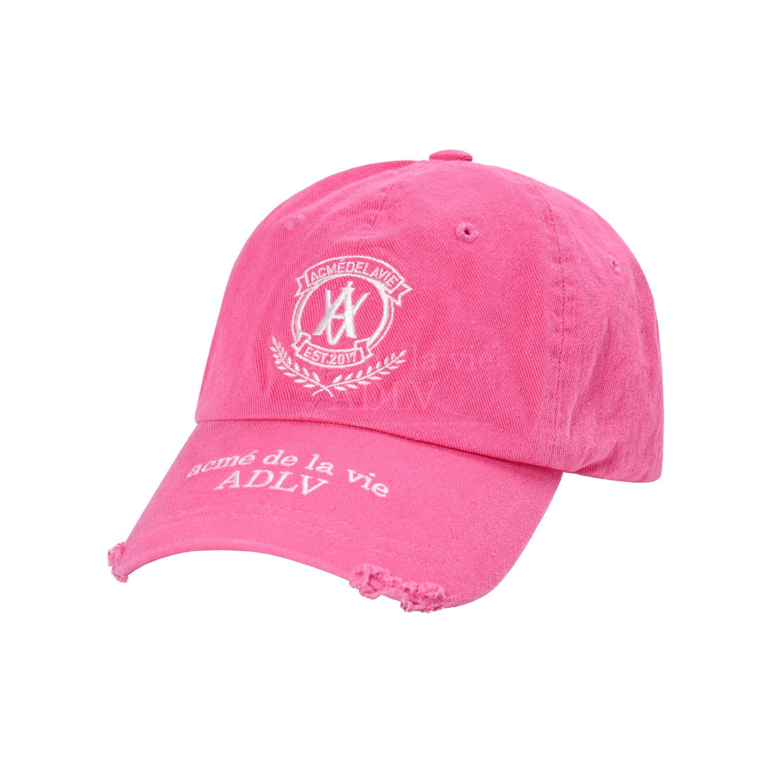 ADLV-[아크메드라비] LAUREL EMBLEM DESTROYED WASHING BALL CAP PINK