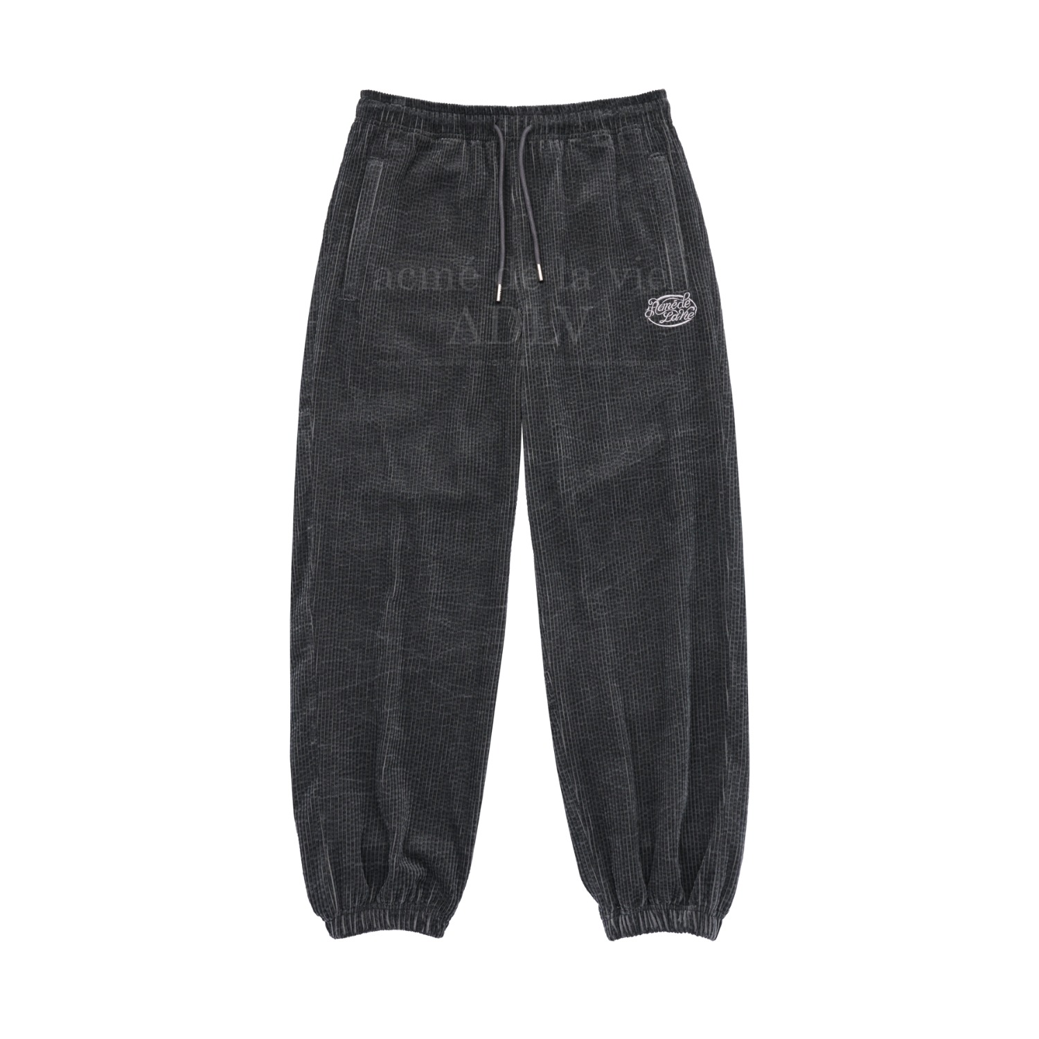 ADLV-[아크메드라비] SCRIPT LOGO CORDUROY TRAINING PANTS CHARCHOAL