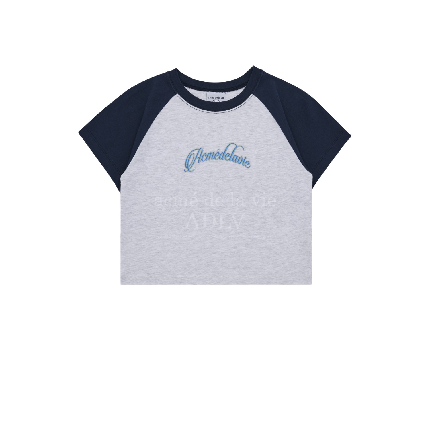 ADLV-[아크메드라비] TWINKLE SCRIPT LOGO CROP SHORT SLEEVE T-SHIRT NAVY