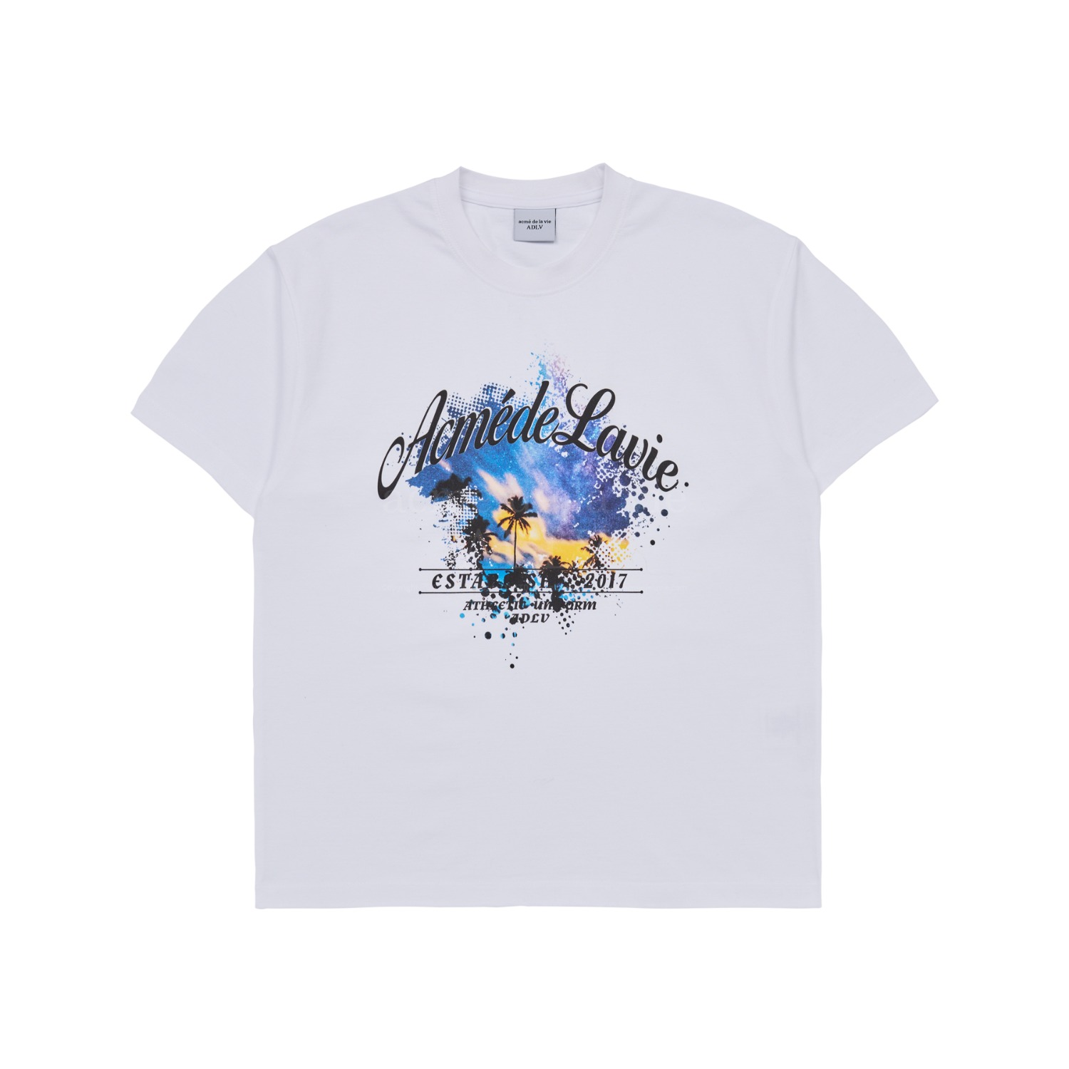 ADLV-[아크메드라비] TROPICAL SCRIPT LOGO SHORT SLEEVE T-SHIRT WHITE