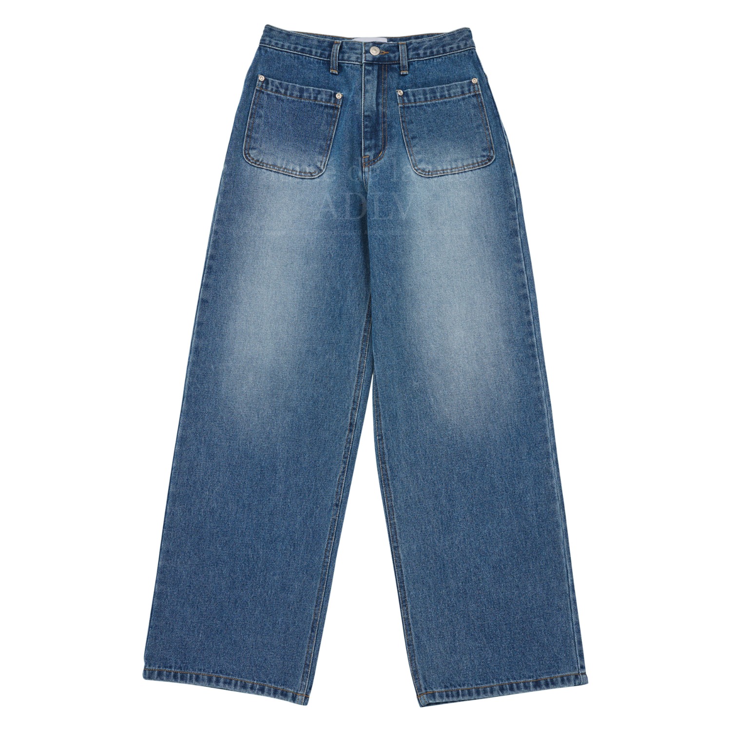ADLV-[아크메드라비] ADLV CIRCLE WAPPEN SEMI WIDE DENIM PANTS BLUE(1월30일 입고예정)