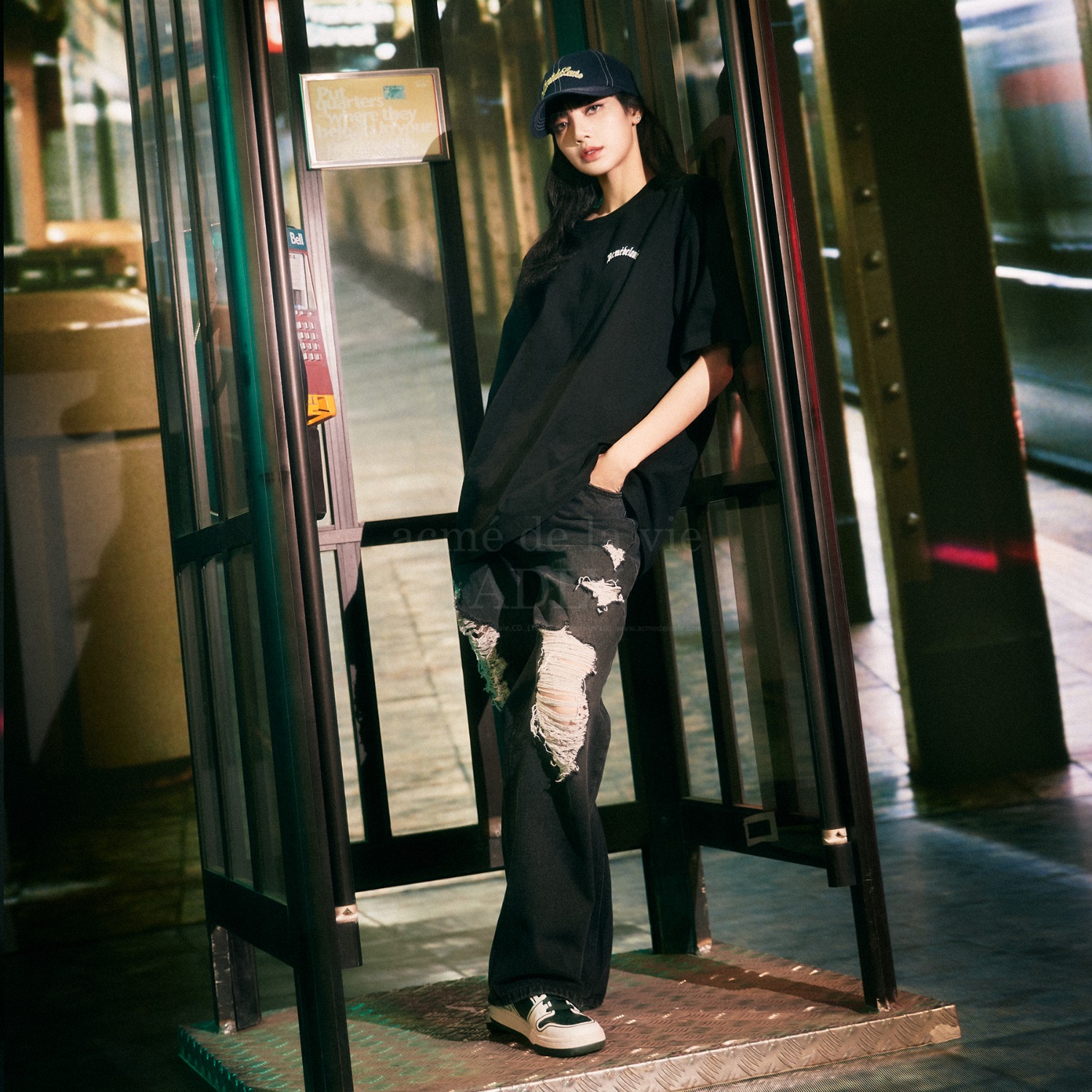 ADLV-[아크메드라비] DAMAGE WASHING WIDE DENIM PANTS BLACK(1월30일 입고예정)