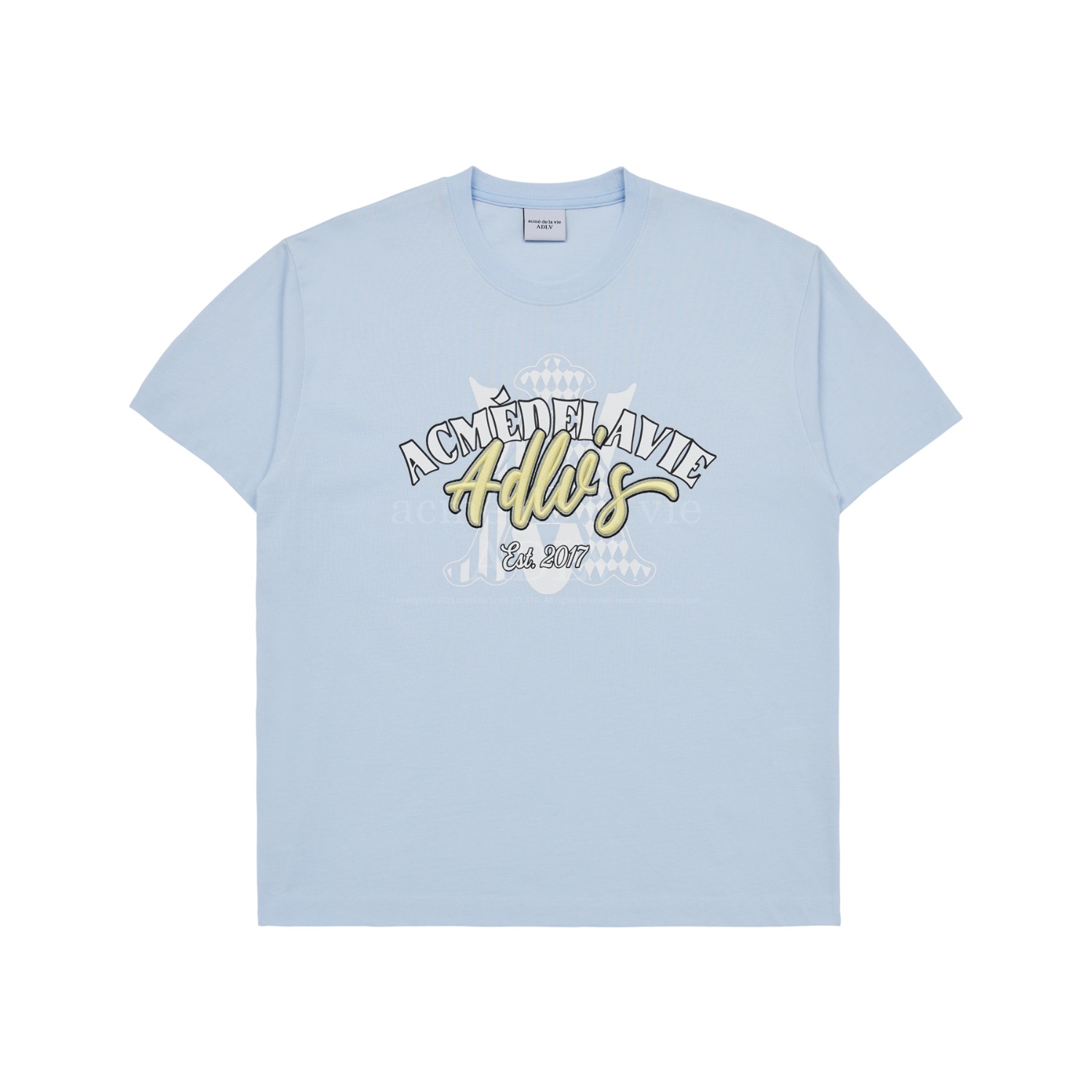 ADLV-[아크메드라비] A LOGO MONOGRAM EMBOSSING EMBROIDERY SHORT SLEEVE T-SHIRT SKY BLUE