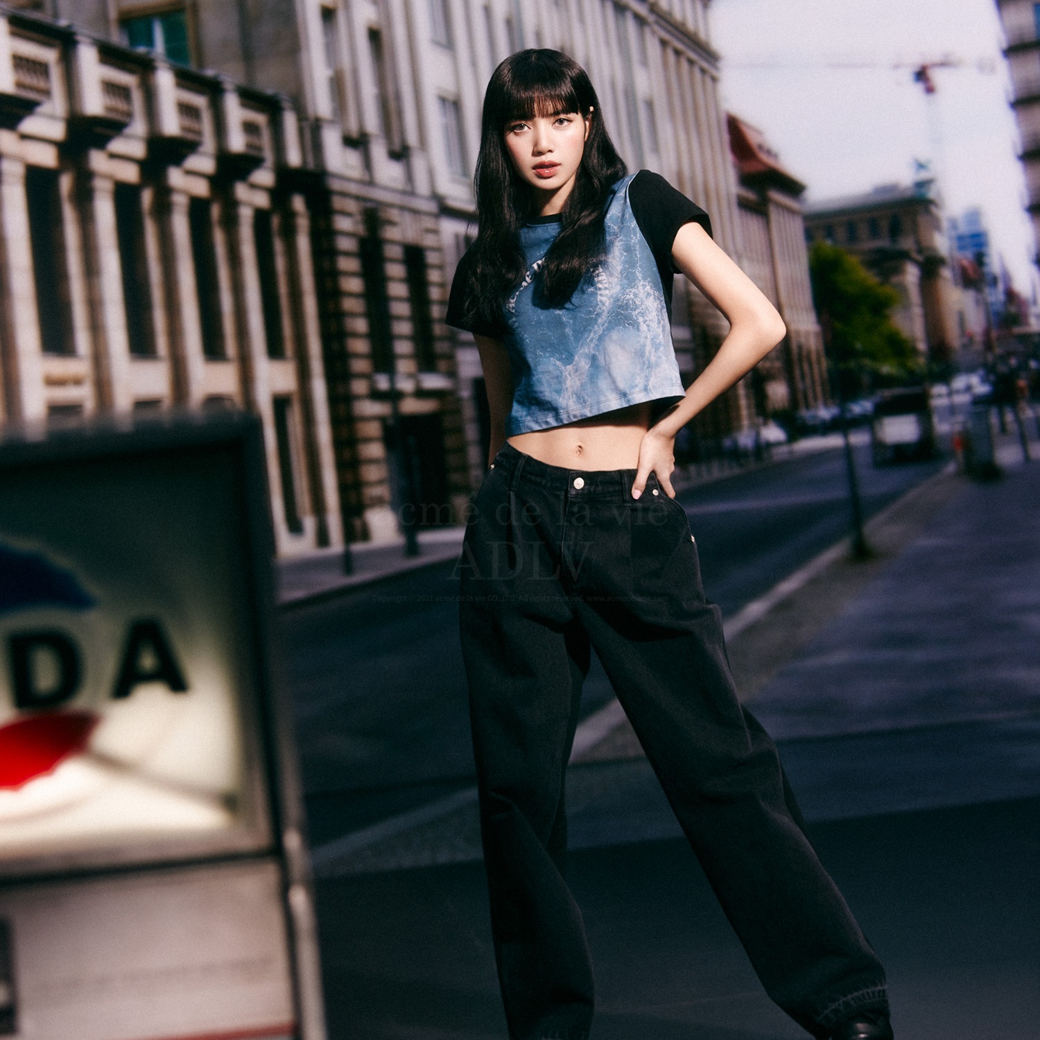 ADLV-[아크메드라비] TWO TONE TRAINING DENIM JERSEY PANTS BLACK(1월30일 입고예정)