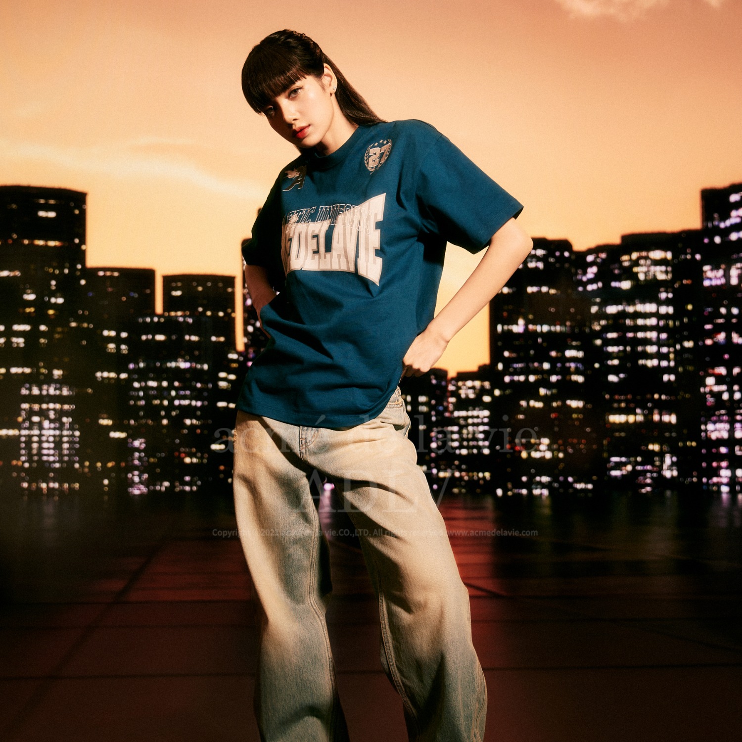 ADLV-[아크메드라비] YELLOW BRUSH WASHING WIDE DENIM PANTS BLUE(1월30일 입고예정)