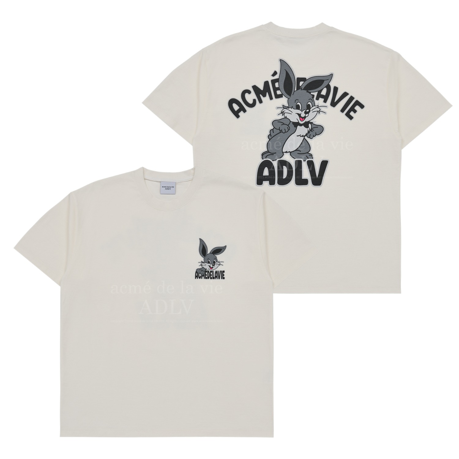 ADLV-[아크메드라비] CARTOON RABBIT SHORT SLEEVE T-SHIRT CREAM