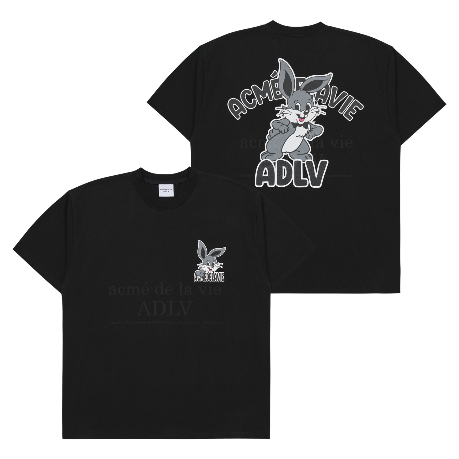 ADLV-[아크메드라비] CARTOON RABBIT SHORT SLEEVE T-SHIRT BLACK