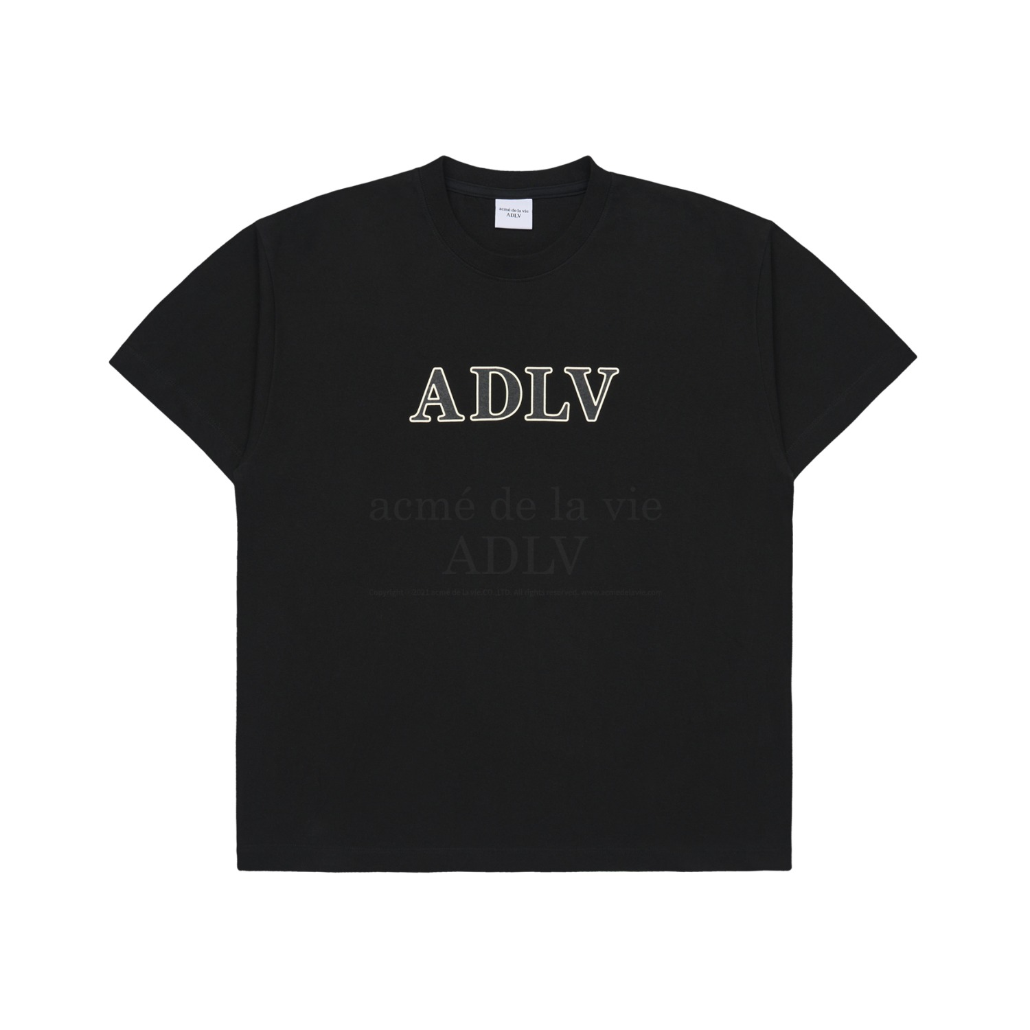 ADLV-[아크메드라비] OUTLINE PRINTING LOGO SHORT SLEEVE T-SHIRT BLACK(2월9일 입고예정)