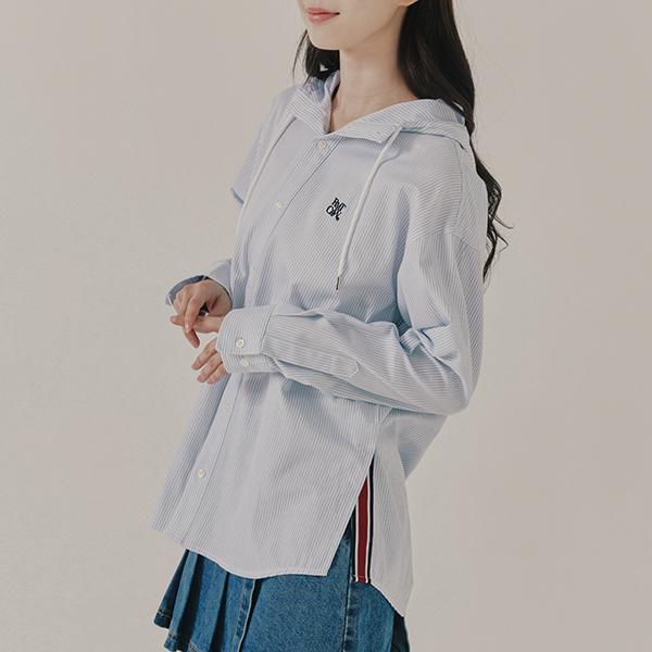 韓國Romantic Crown - SIDE SLIT HOODIE SHIRT_SKY BLUE