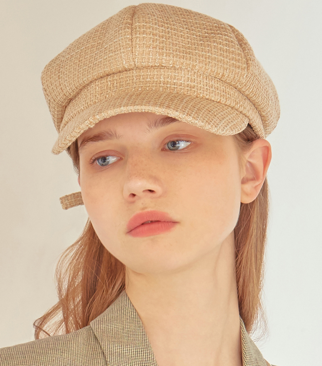 韓國louie ooie - boni newsboy cap (tweed beige)