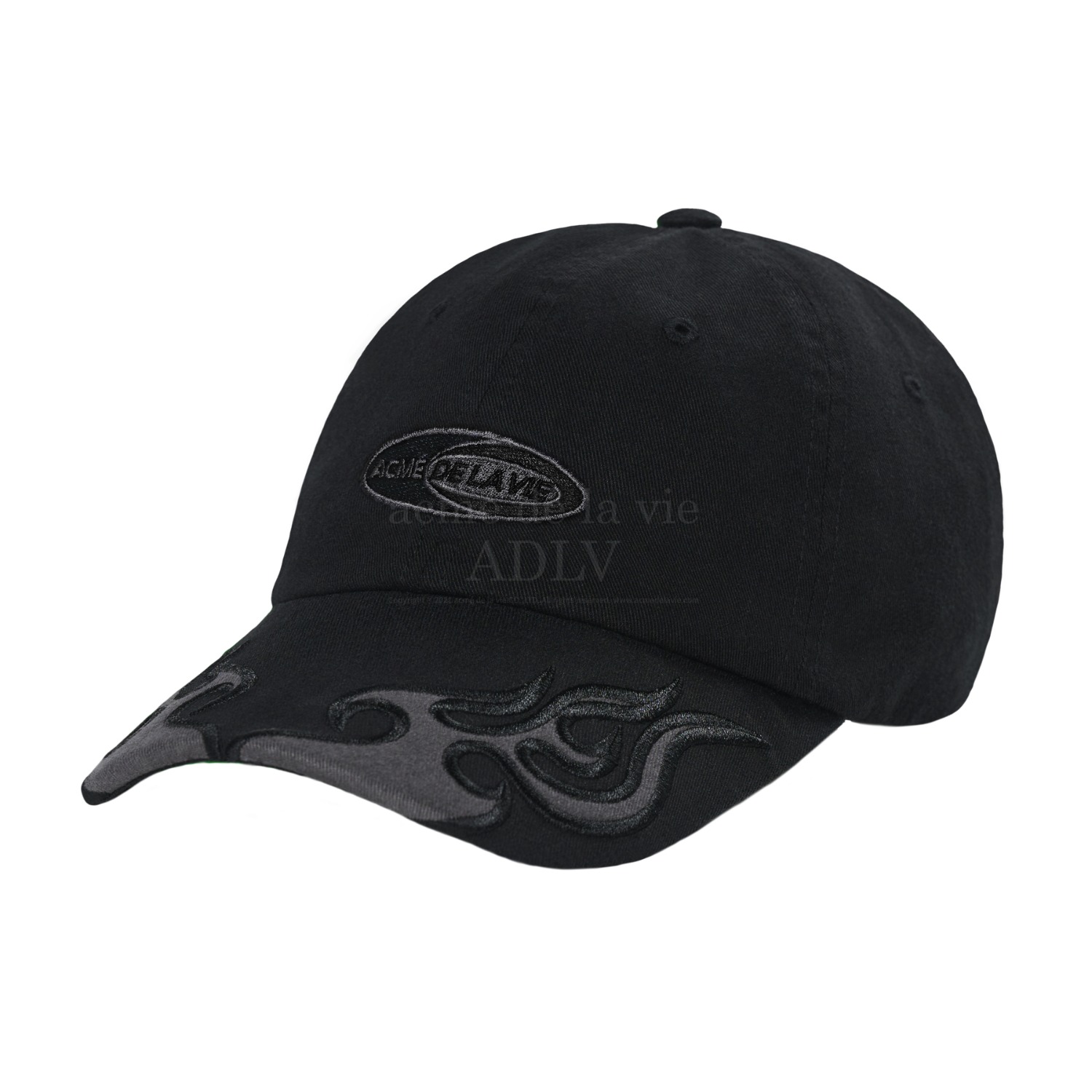 ADLV-[아크메드라비] FLAME APPLIQUE WASHING BALL CAP BLACK(3월10일 입고예정)