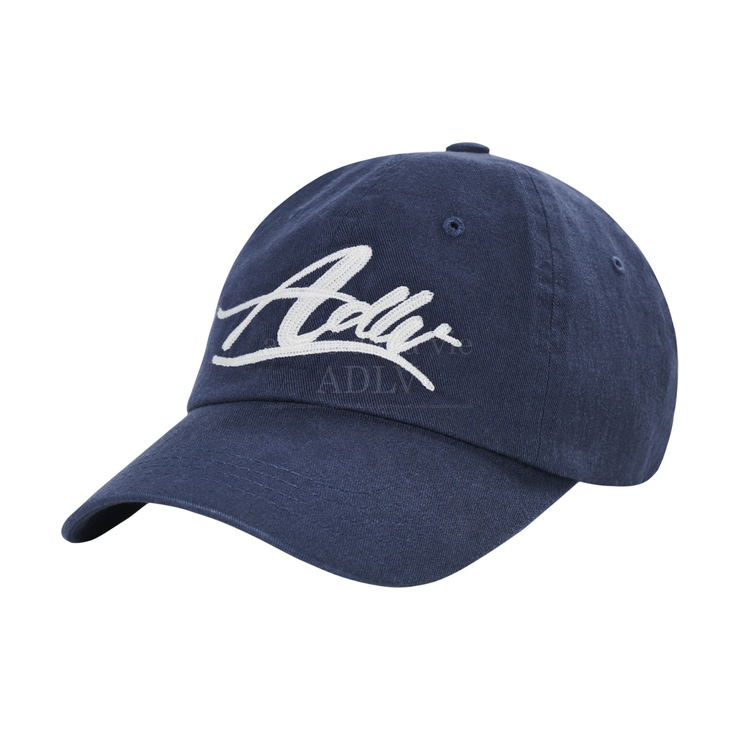 ADLV-[아크메드라비] SCRIPT LOGO CHAIN EMBROIDERY WASHING BALL CAP NAVY