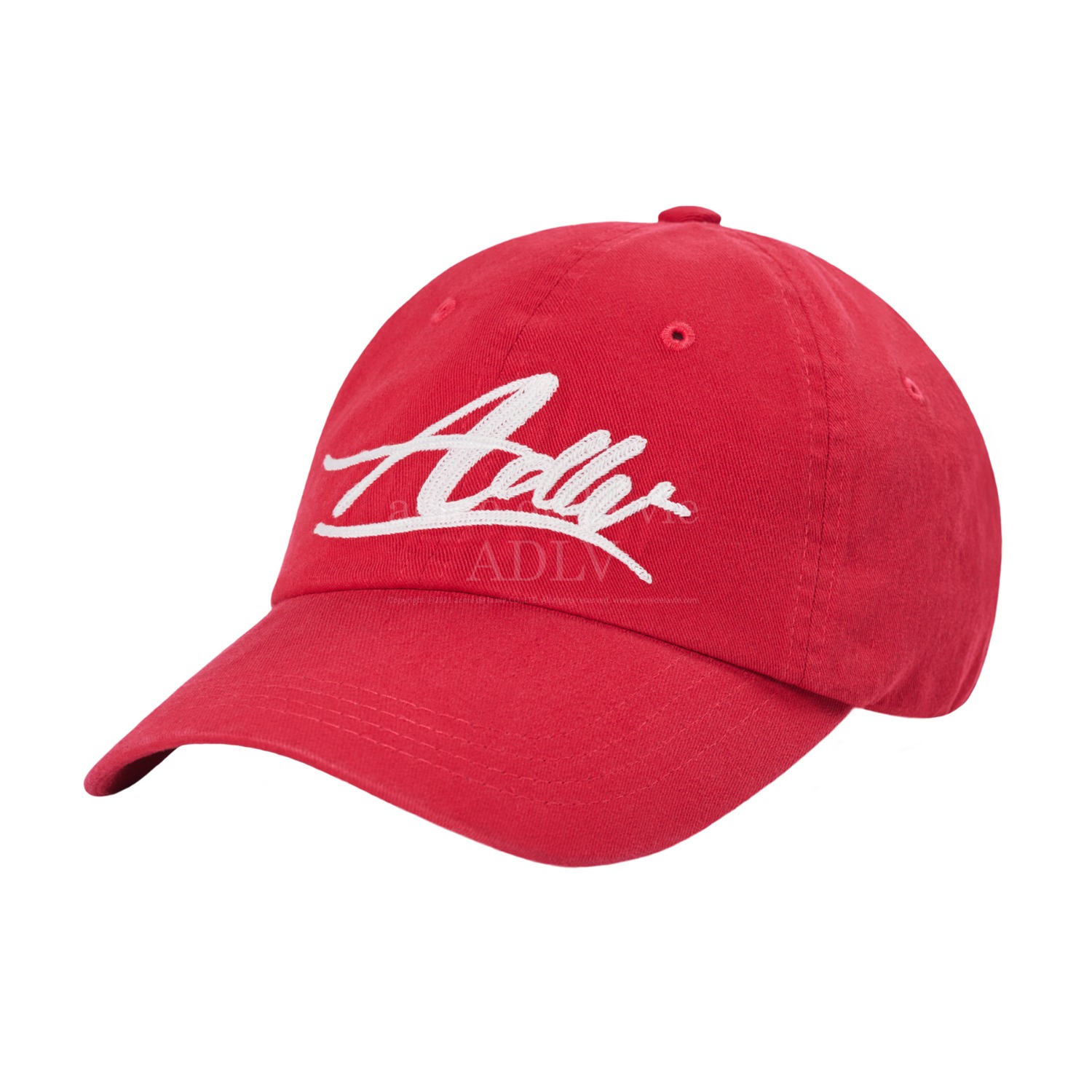 ADLV-[아크메드라비] SCRIPT LOGO CHAIN EMBROIDERY WASHING BALL CAP RED
