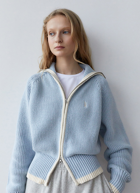 韓國ITER - OPEN ZIPPED CARDIGAN_SKY BLUE