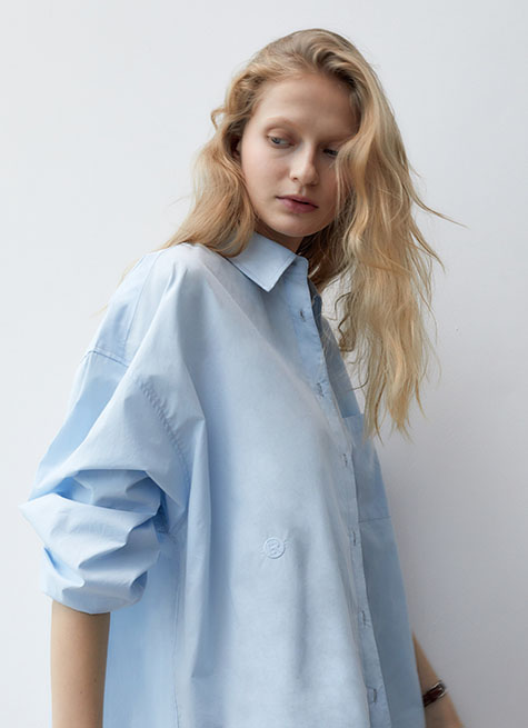 韓國ITER - PASTEL OVERSIZED COTTON SHIRT_SKY BLUE