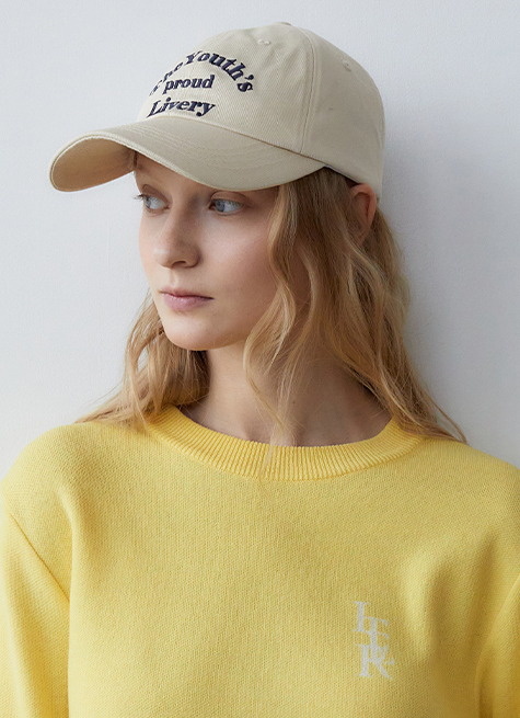 韓國ITER - EMBROIDERY SLOGAN COTTON BALL CAP_BEIGE