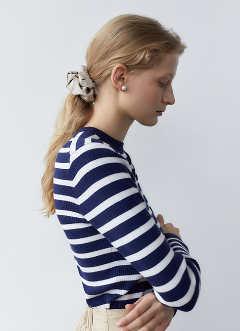 韓國ITER - LOGO STRIPE LONG SLEEVE KNIT_NAVY