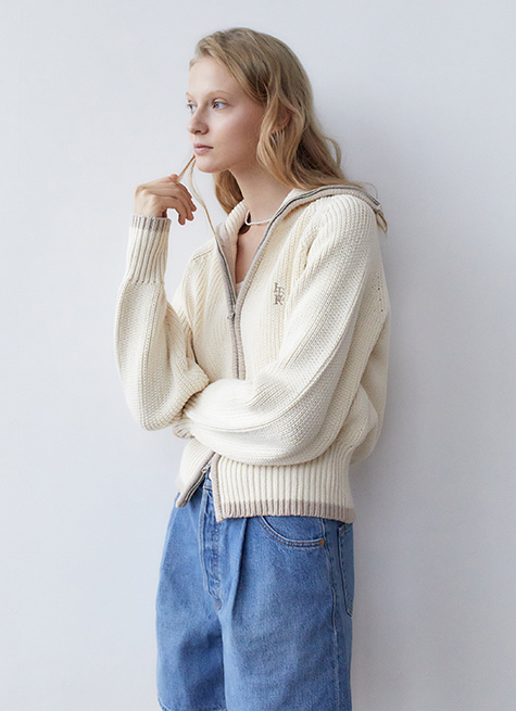 韓國ITER - OPEN ZIPPED CARDIGAN_IVORY