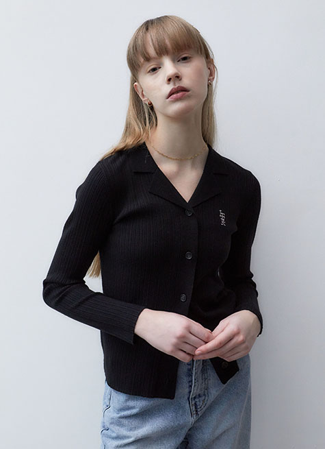 韓國ITER - OPEN COLLAR CARDIGAN_BLACK