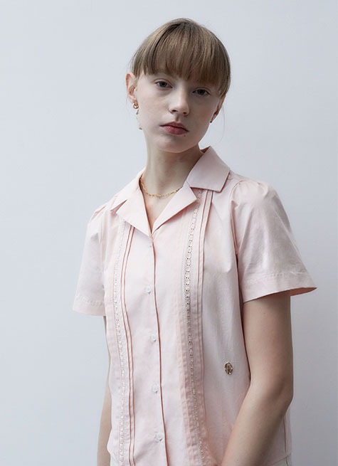 韓國ITER - ELLY LACE PUFF BLOUSE_PINK 