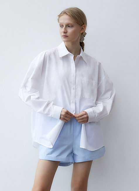 韓國ITER - PASTEL OVERSIZED COTTON SHIRT_WHITE