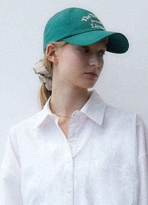 韓國ITER - EMBROIDERY SLOGAN COTTON BALL CAP_GREEN