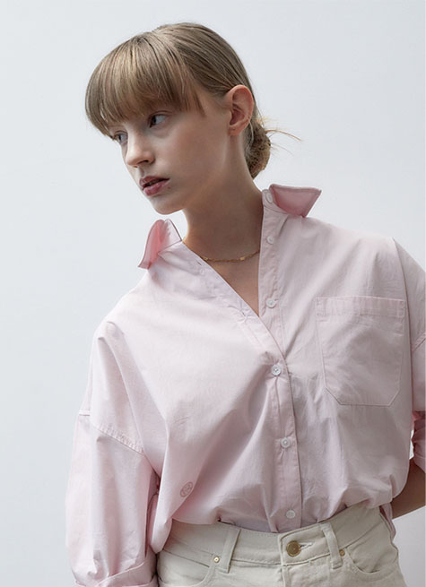 韓國ITER - PASTEL OVERSIZED COTTON SHIRT_PINK