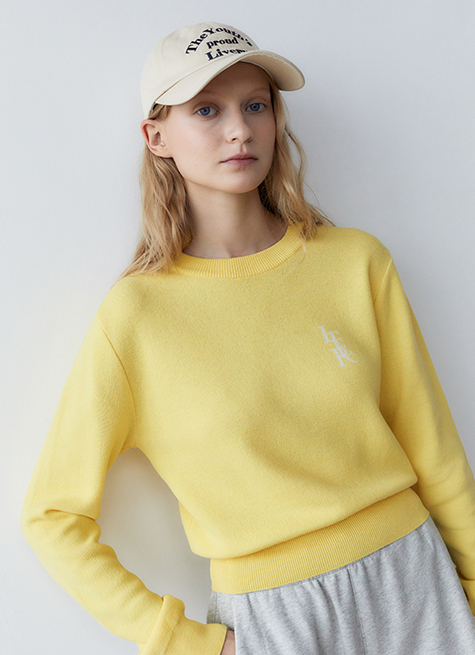 韓國ITER - JACQUARD ROUND NECK LONG SLEEVE KNIT_LEMON