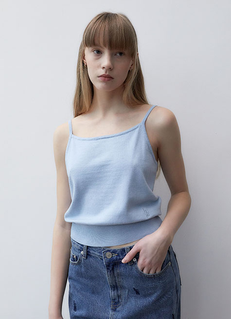 韓國ITER - SWEET ROUND NECK CROP CARDIGAN SET_SKY BLUE