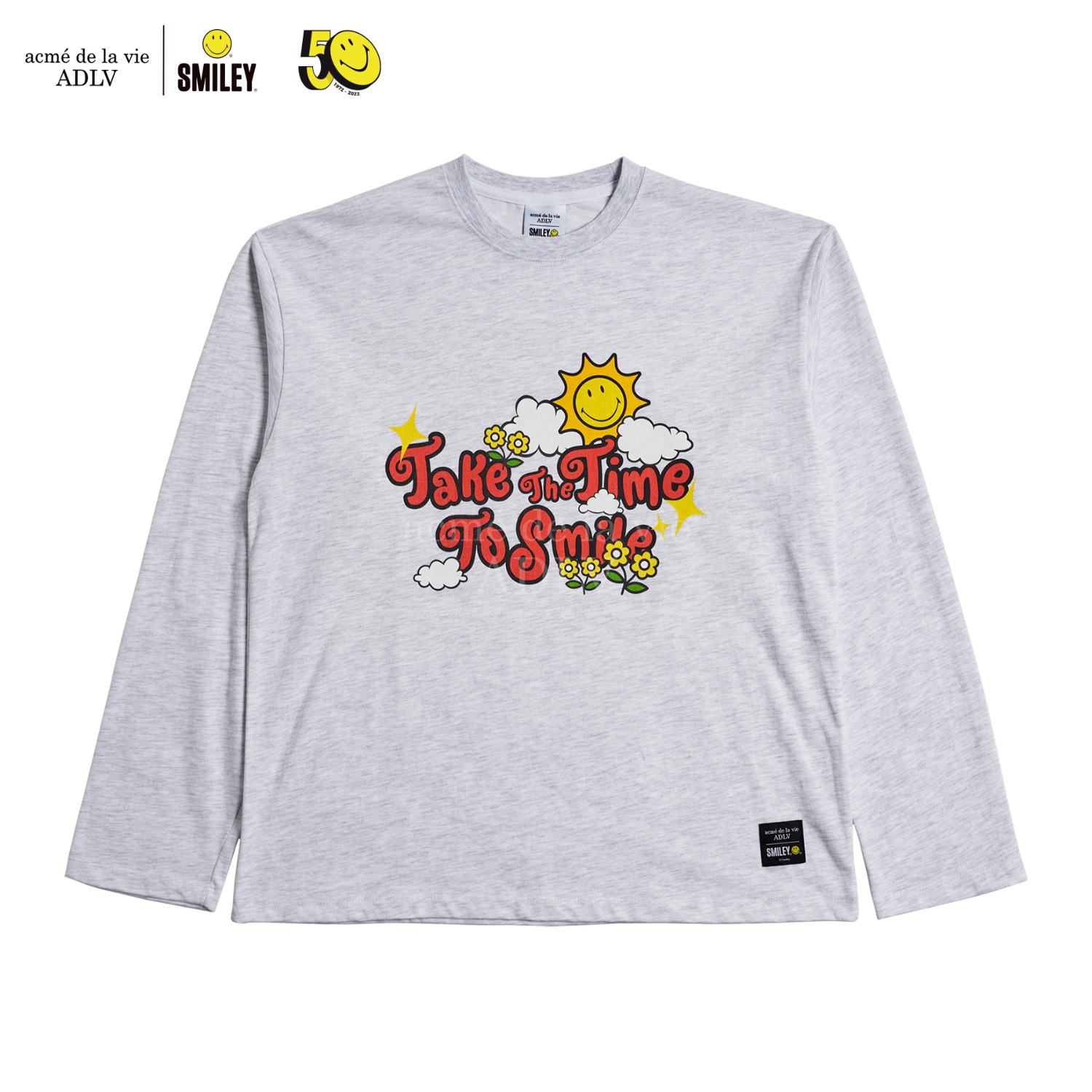 ADLV-ACME DE LA VIE X Smiley® TAKE THE TIME LONG SLEEVE T-SHIRT MELANGE