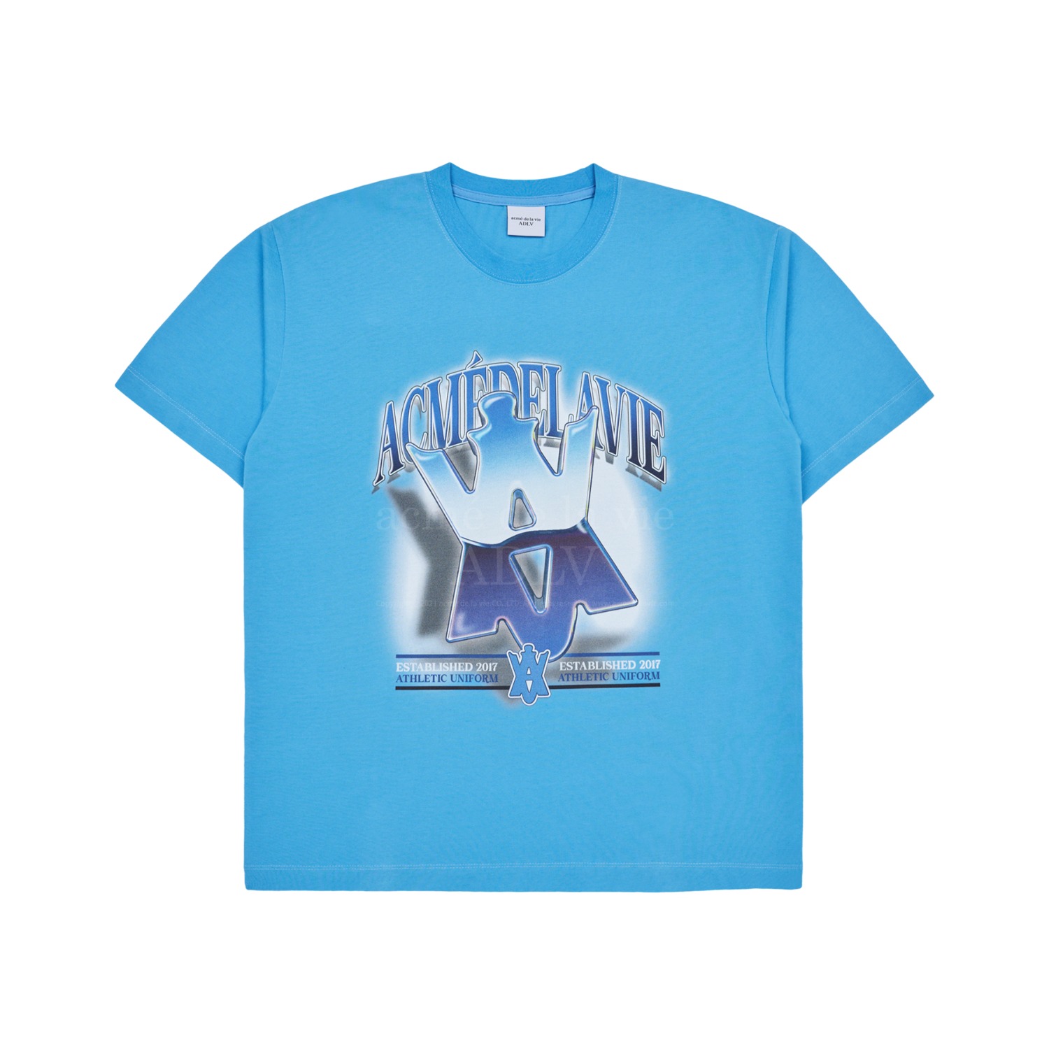 ADLV-[아크메드라비] A EMBLEM RETRO POSTER SHORT SLEEVE T-SHIRT BLUE