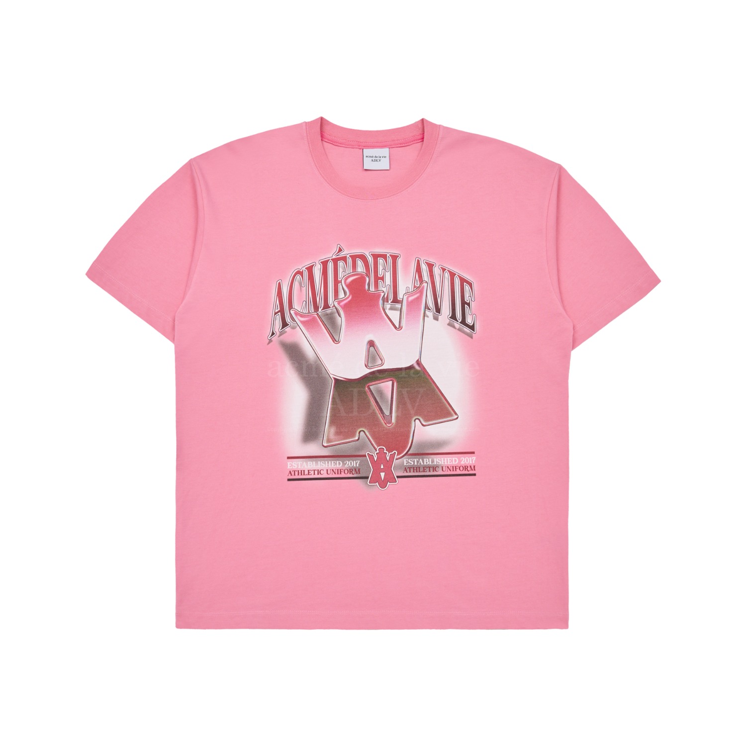 ADLV-[아크메드라비] A EMBLEM RETRO POSTER SHORT SLEEVE T-SHIRT PINK