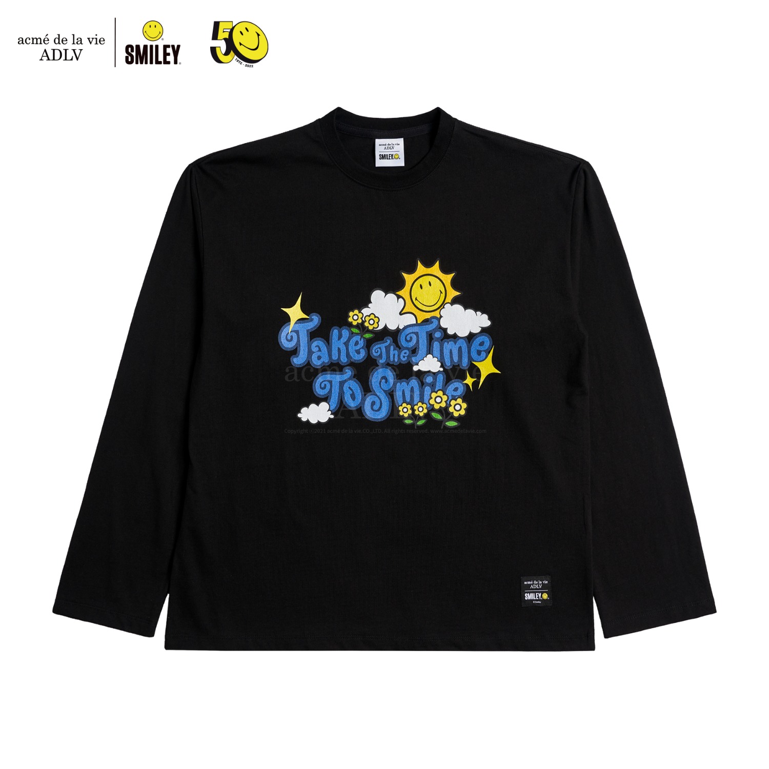ADLV-ACME DE LA VIE X Smiley® TAKE THE TIME LONG SLEEVE T-SHIRT BLACK