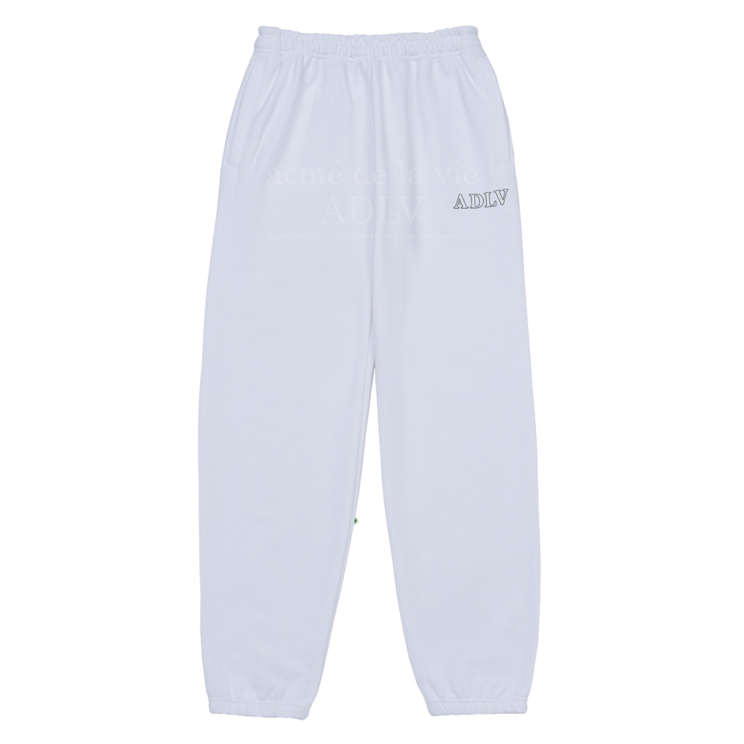 ADLV-[아크메드라비] OUTLINE PRINTING LOGO TRAINING PANTS WHITE(2월28일 입고예정)